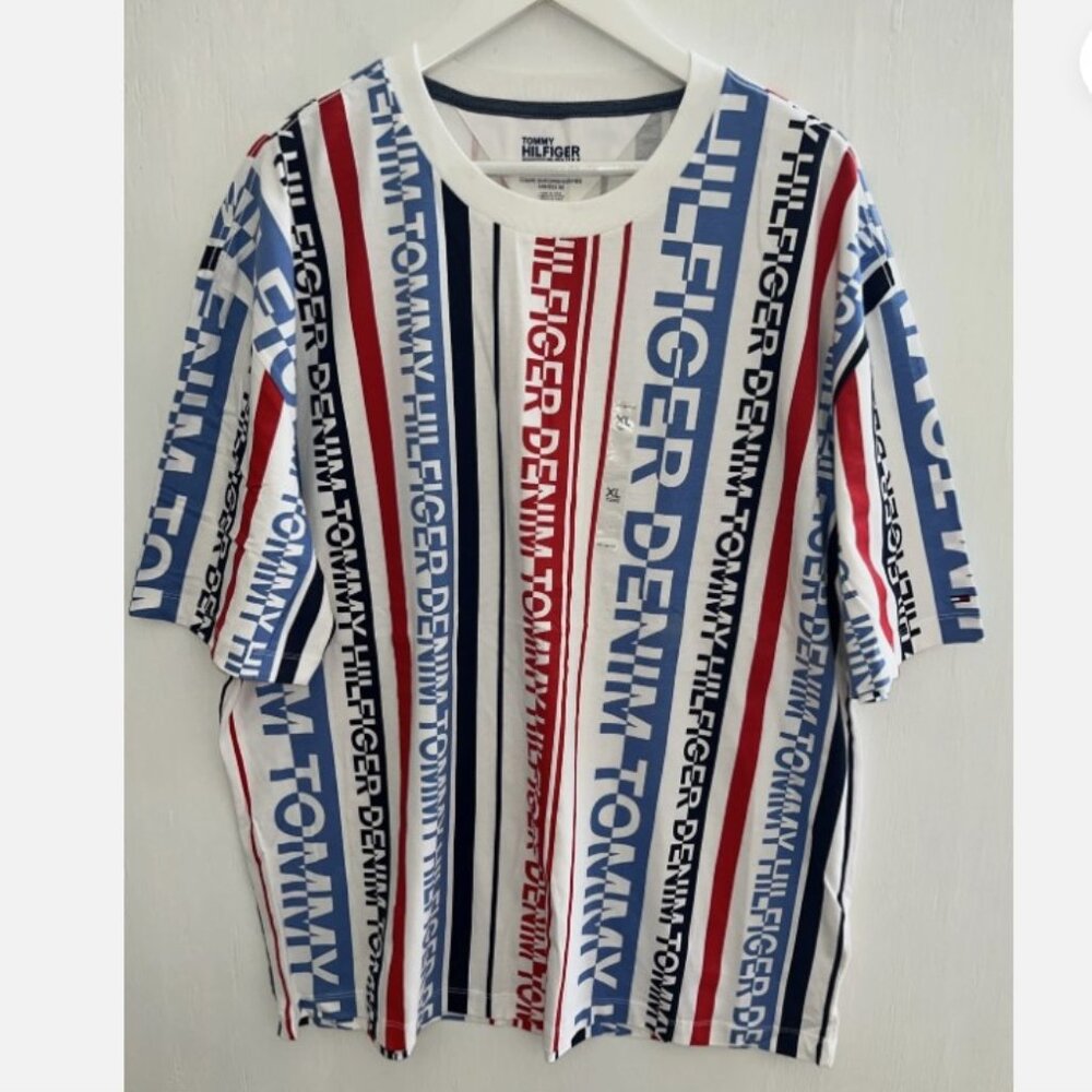TOMMY HILFIGER 90's Oversized Fit Name Logo Graphic T Shirt Tee Size XL NEW NWOT - Picture 1 of 5